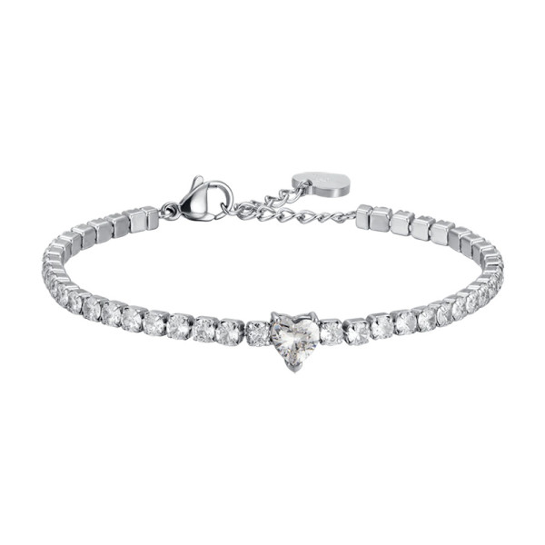 Luca Barra -  BRACCIALE DONNA IN ACCIAIO CON CRISTALLI BIANCHI E CUORE CRISTALLO
