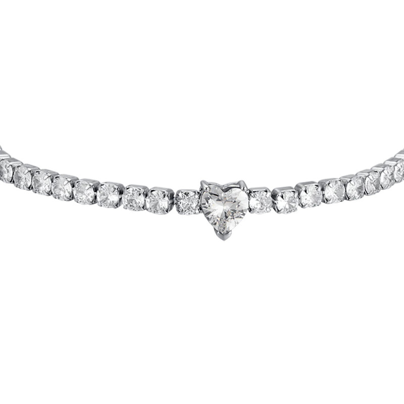 Luca Barra -  BRACCIALE DONNA IN ACCIAIO CON CRISTALLI BIANCHI E CUORE CRISTALLO