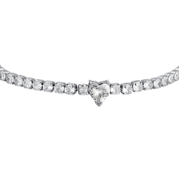 Luca Barra -  BRACCIALE DONNA IN ACCIAIO CON CRISTALLI BIANCHI E CUORE CRISTALLO