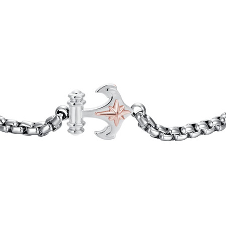 Luca Barra  -  BRACCIALE UOMO IN ACCIAIO ANCORA E ROSA DEI VENTI 2