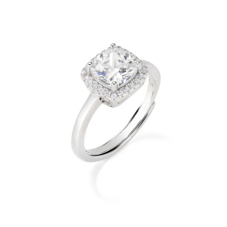 AMEN -  Anello Lady Regolabile con Zircone Bianco Taglio Radiant