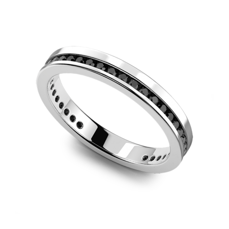 Zancan  -  Anello a fede in argento con pietre nere