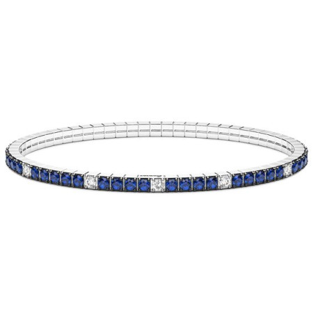 Zancan -  Bracciale Uomo Tennis Argento 925 Zirconi blu Elastico