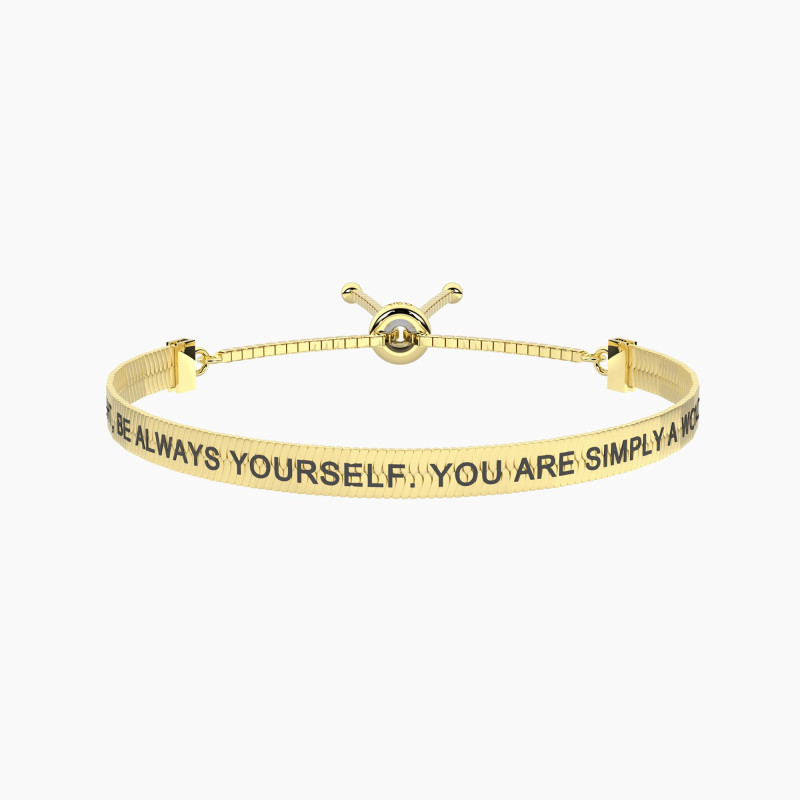 Kidult  -  Bracciale dorato elastico con frase  SIMPLY A WONDER WOMAN