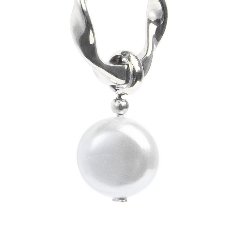 Marlù   Orecchino a cerchio 1,4cm con perla pendente