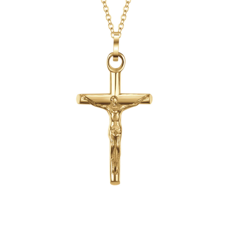 Luca Barra -  COLLANA UOMO IN ACCIAIO E IP GOLD CON CROCIFISSO