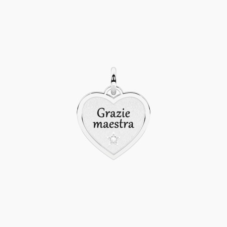 Kidult   -  Ciondolo cuore con scritta grazie maestra  GRAZIE MAESTRA
