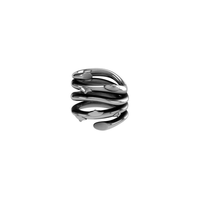 JOHN RICHMOND    ANELLO A SPIRALE MULTIPLA CON SPINE ARGENTO