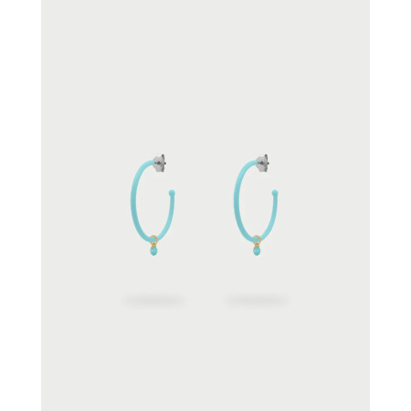 RUE DES MILLE -  Orecchini hoops medium verniciati turchese