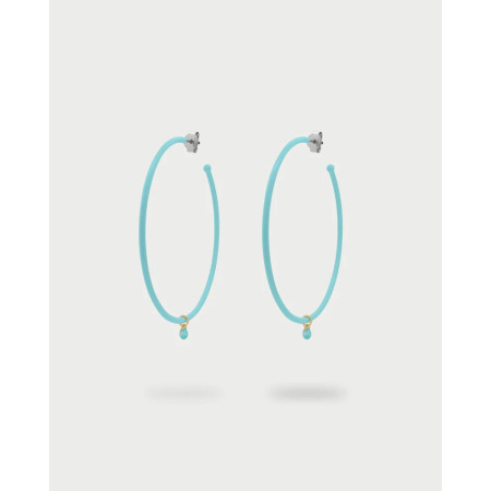 RUE DES MILLE -  Orecchini hoops big verniciati turchese