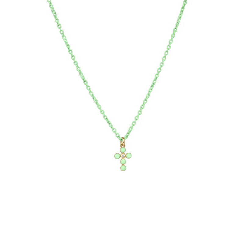 RUE DES MILLE -  Collana Girocollo Croce smalto e diamante lab-grown con catena verniciata