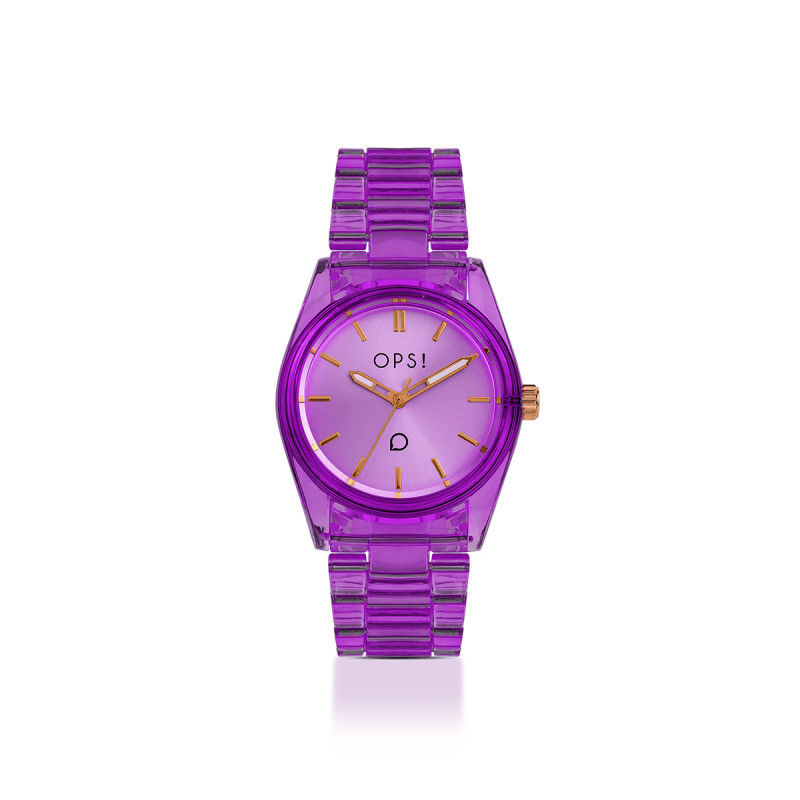 Ops Object -  orologio VIVID con cassa e bracciale in plastica trasparente colorata