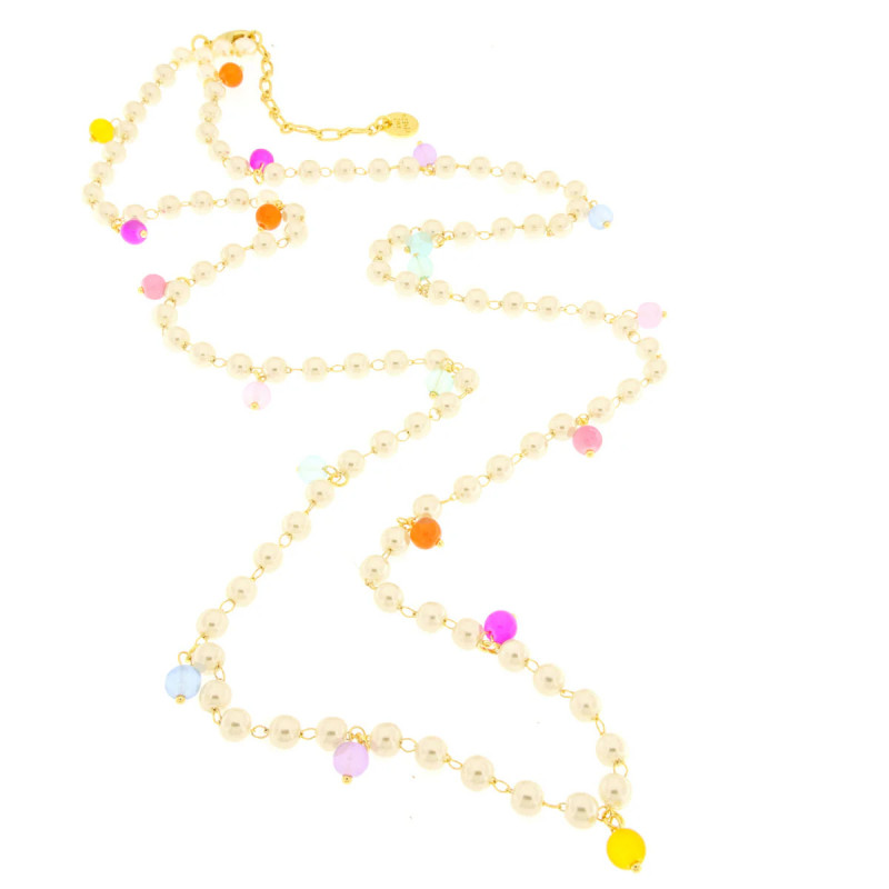 BYSIMON - Collana in Metallo con perline e cristalli colorati