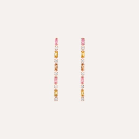 Stroili   -Orecchini Pendenti Tennis Romantic Shine Ottone Rosa Cristallo 2