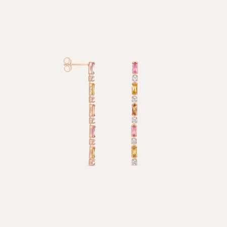 Stroili   -Orecchini Pendenti Tennis Romantic Shine Ottone Rosa Cristallo