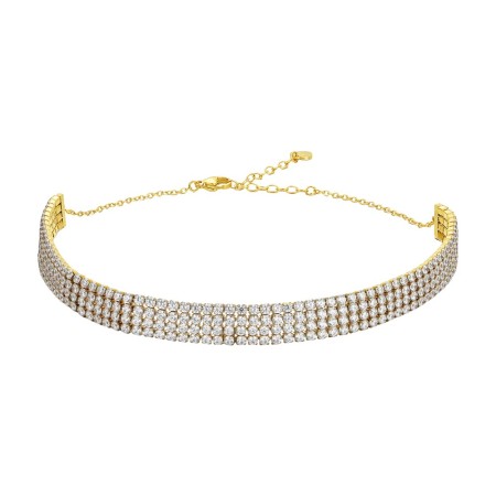 LUCA BARRA  -  COLLANA CHOKER TENNIS DONNA IN ACCIAIO IP GOLD CON ZIRCONI BIANCHI