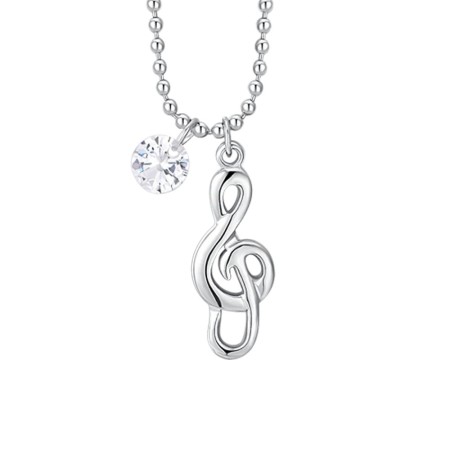 LUCA BARRA  -  COLLANA DONNA IN ACCIAIO CON NOTA MUSICALE E ZIRCONE BIANCO 2