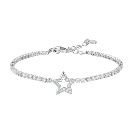 LUCA BARRA  - BRACCIALE TENNIS DONNA IN ACCIAIO CON STELLA E PUNTI LUCE CON ZIRCONI BIANCHI