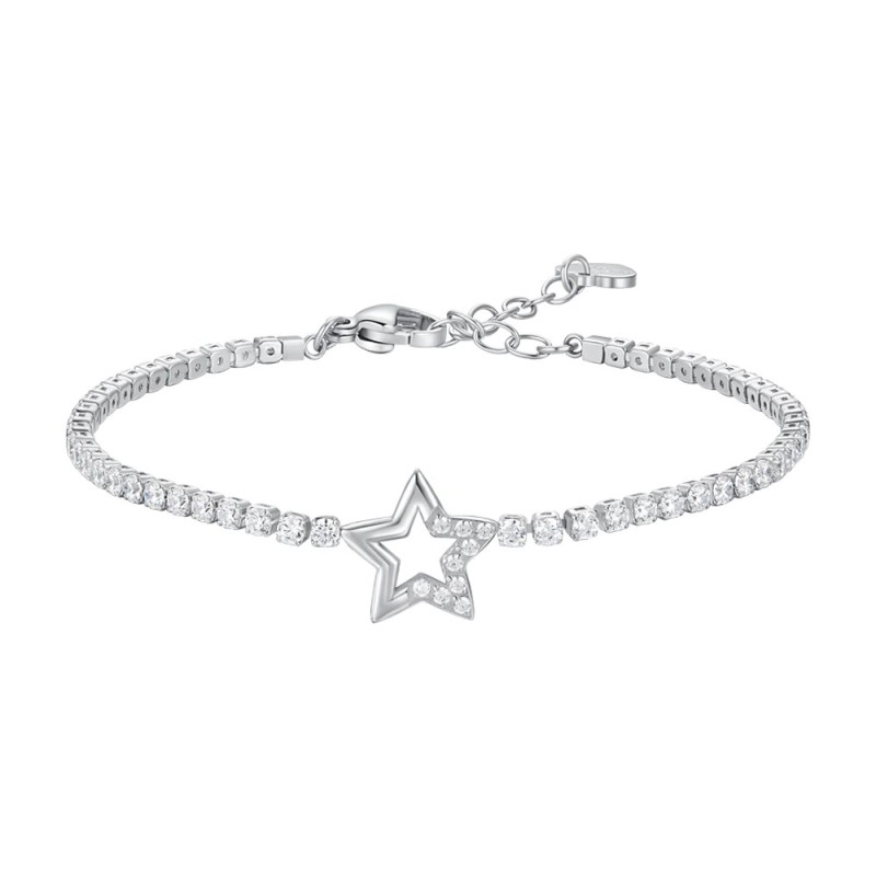 LUCA BARRA  - BRACCIALE TENNIS DONNA IN ACCIAIO CON STELLA E PUNTI LUCE CON ZIRCONI BIANCHI