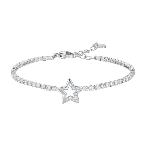 LUCA BARRA  - BRACCIALE TENNIS DONNA IN ACCIAIO CON STELLA E PUNTI LUCE CON ZIRCONI BIANCHI