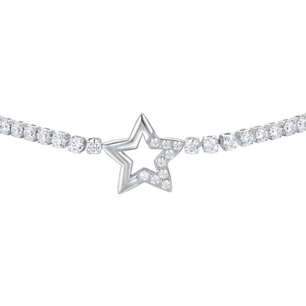 LUCA BARRA  - BRACCIALE TENNIS DONNA IN ACCIAIO CON STELLA E PUNTI LUCE CON ZIRCONI BIANCHI