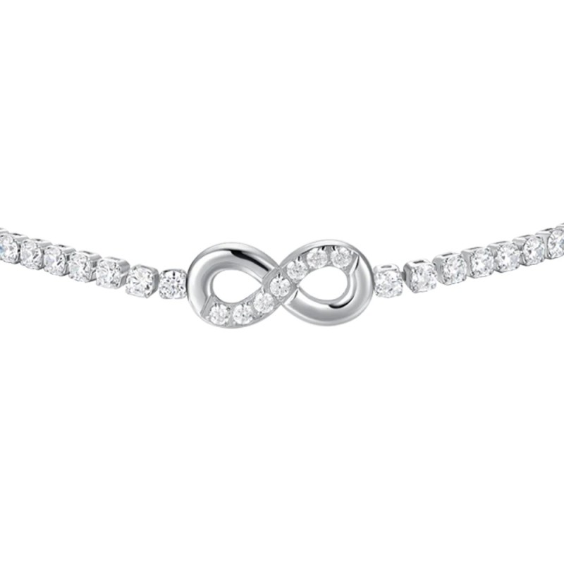 LUCA BARRA  - BRACCIALE TENNIS DONNA IN ACCIAIO CON INFINITO E PUNTI LUCE CON ZIRCONI BIANCHI