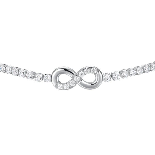 LUCA BARRA  - BRACCIALE TENNIS DONNA IN ACCIAIO CON INFINITO E PUNTI LUCE CON ZIRCONI BIANCHI