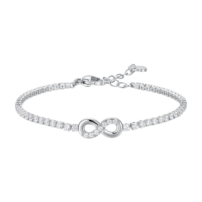 LUCA BARRA  - BRACCIALE TENNIS DONNA IN ACCIAIO CON INFINITO E PUNTI LUCE CON ZIRCONI BIANCHI