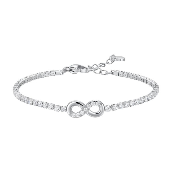 LUCA BARRA  - BRACCIALE TENNIS DONNA IN ACCIAIO CON INFINITO E PUNTI LUCE CON ZIRCONI BIANCHI