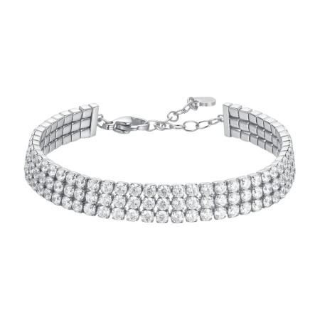 LUCA BARRA  - BRACCIALE TENNIS DONNA IN ACCIAIO CON ZIRCONI BIANCHI