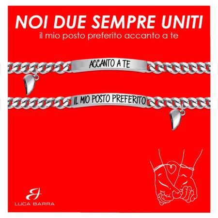 LUCA BARRA  -  BRACCIALE UOMO IN ACCIAIO CON CUORE CALAMITA