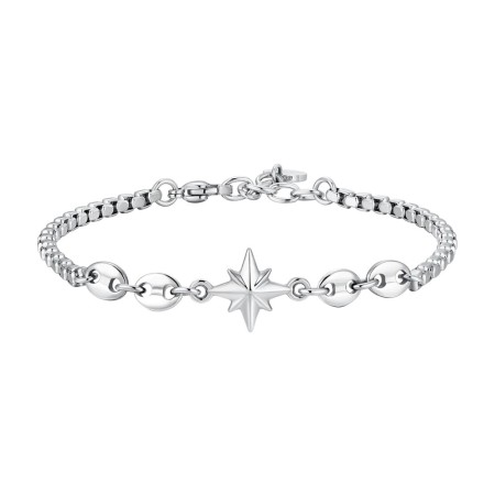 LUCA BARRA  -   BRACCIALE UOMO IN ACCIAIO CON ROSA DEI VENTI ED ELEMENTI IN ACCIAIO