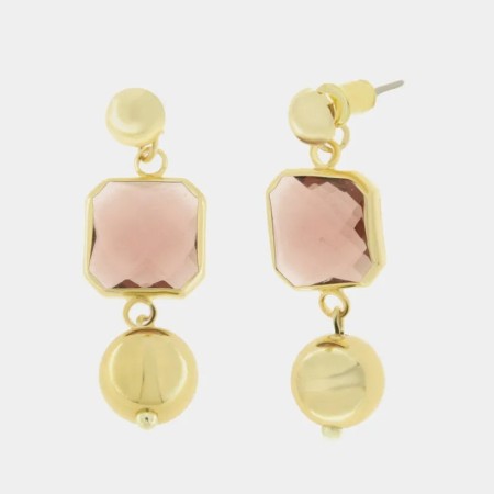 BySimon -  Orecchini in Metallo con pietre marroni e perle lucide