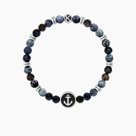KIDULT   -  Bracciale elastico per il papà con agata blu e ancora  ANCORA | PAPÀ SEI LA MIA FORZA 2
