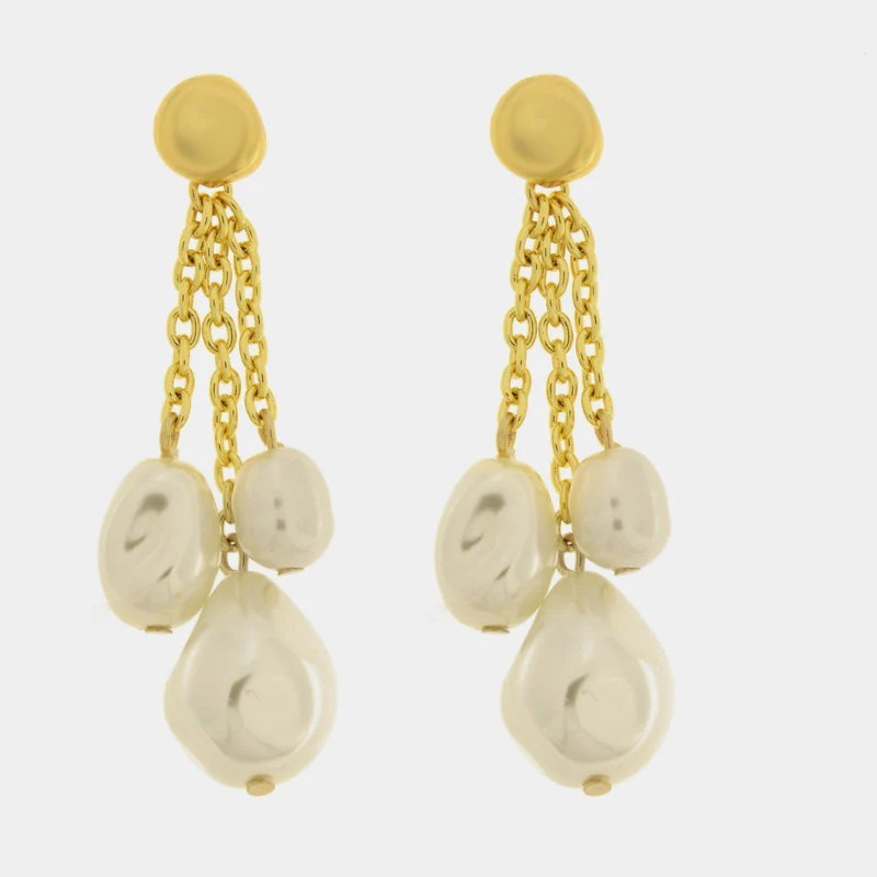 BySimon -  Orecchini in Metallo multifilo con perle pendenti