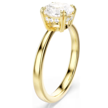 SWAROVSKI - Anello cocktail Stilla Taglio Round, Bianco, Placcato color oro