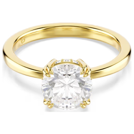 SWAROVSKI - Anello cocktail Stilla Taglio Round, Bianco, Placcato color oro 2