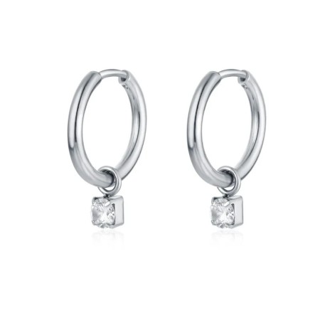 BRAND  ORECCHINI CERCHIO CON CRISTALLO PENDENTE