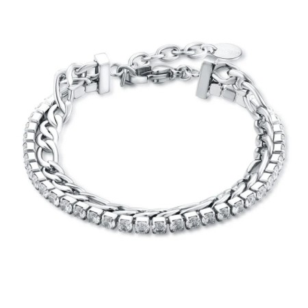 BRAND  Bracciale Doppio con Tennis e Catena Figaro