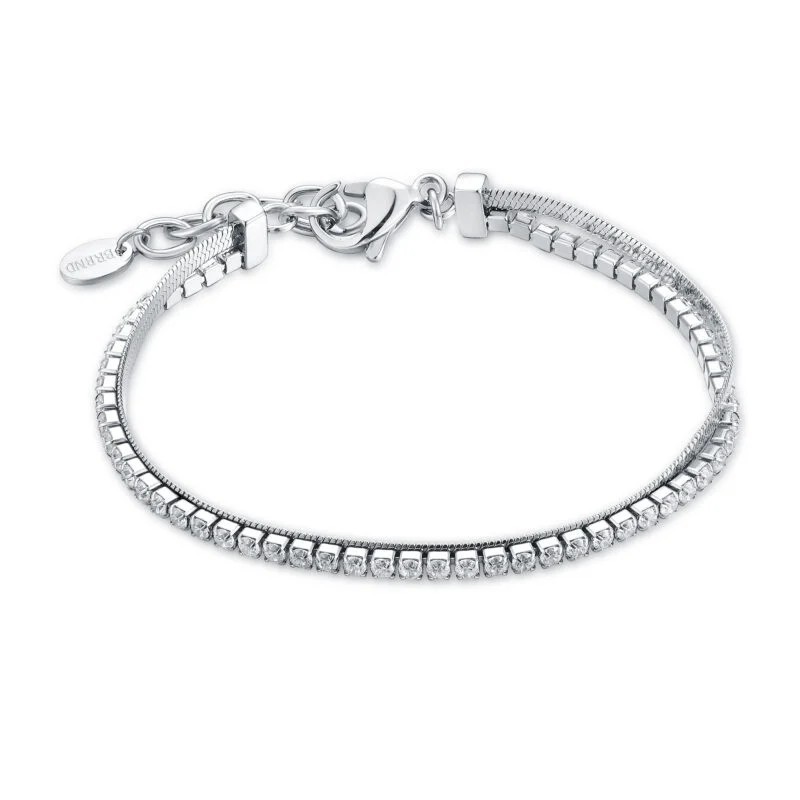BRAND  Bracciale Doppio con Tennis e Catena Sickle