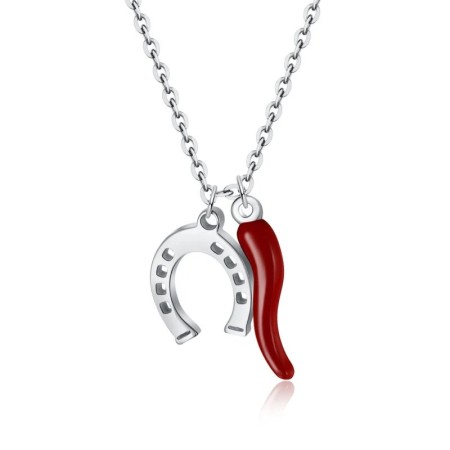 BRAND  Collana Cornetto Rosso e Ferro di Cavallo