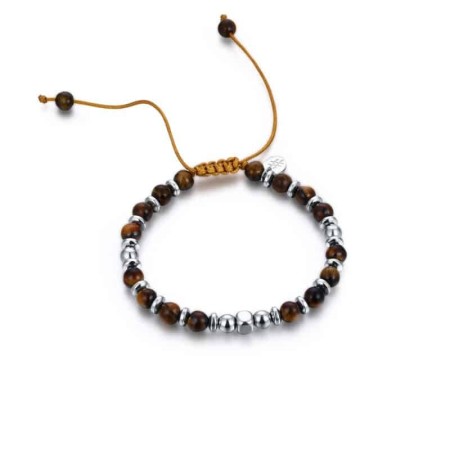 BRAND  Bracciale Corda Pietre Marroni