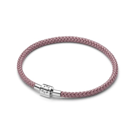 Pandora  Bracciale in Corda Rosa con Chiusura a Barile Argento Sterling 925
