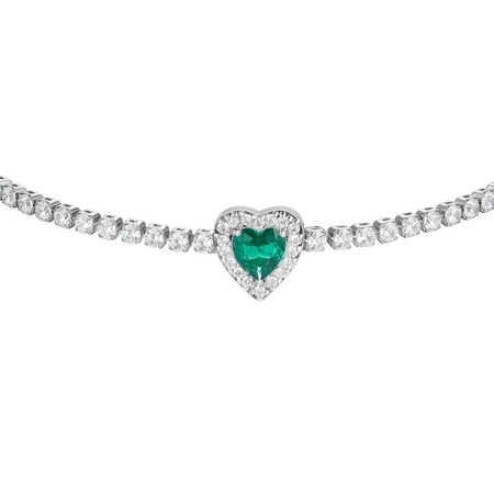 LUCA BARRA  -  BRACCIALE TENNIS DONNA IN ACCIAIO CON CUORE CON ZIRCONI VERDI E BIANCHI 2