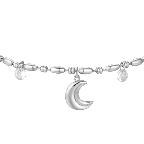 LUCA BARRA  -  BRACCIALE DONNA IN ACCIAIO CON LUNA E ZIRCONI BIANCHI