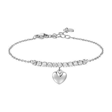 LUCA BARRA  -  BRACCIALE DONNA IN ACCIAIO CON CUORE E ZIRCONI BIANCHI