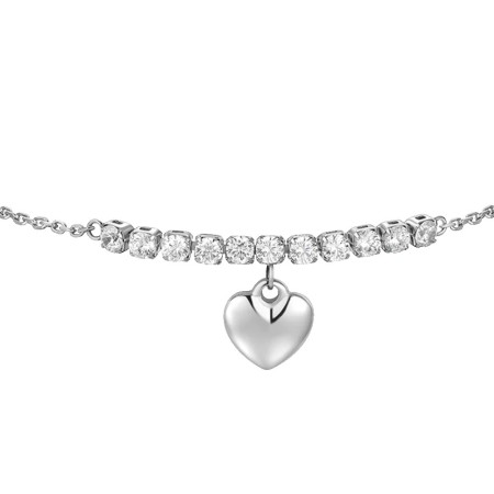 LUCA BARRA  -  BRACCIALE DONNA IN ACCIAIO CON CUORE E ZIRCONI BIANCHI 2