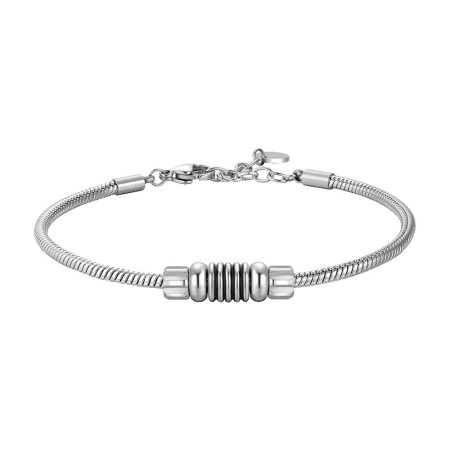 LUCA BARRA  -  BRACCIALE UOMO IN ACCIAIO CON ELEMENTO CON SMALTO NERO