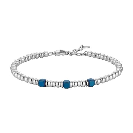 LUCA BARRA  -  BRACCIALE UOMO IN ACCIAIO CON ELEMENTI IN EMATITE BLU