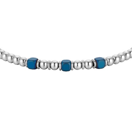 LUCA BARRA  -  BRACCIALE UOMO IN ACCIAIO CON ELEMENTI IN EMATITE BLU 2